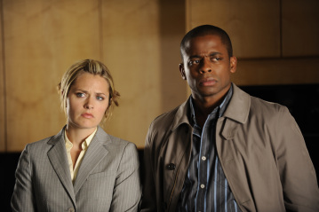 PSYCH -- "Extradition BC" Episode 4002 -- Pictured: (l-r) Maggie Lawson as Juliet O'Hara, Dule Hill as Gus Guster -- USA Network Photo: Alan Zenuk 