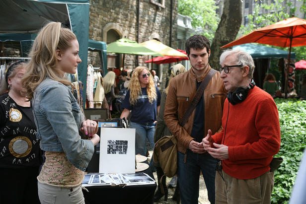 Evan Rachel Wood, Henry Cavill and Woody Allen making 'Whatever Works.'
