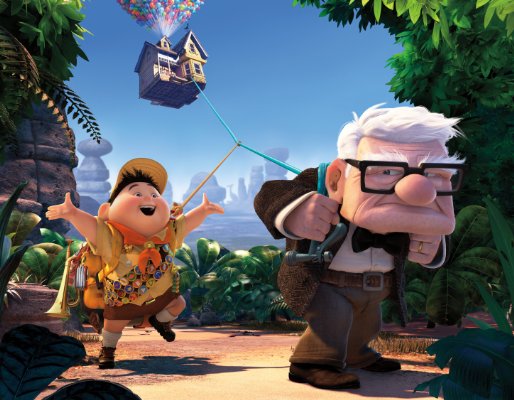 Russell (voiced by Jordan Nagai) and Carl Frederickson (voiced by Ed Asner) seek adventure in 'Up.'