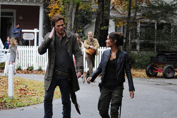 REVOLUTION -- "Ghosts" Episode 112 -- Pictured: (l-r) Billy Burke as Miles Matheson, Daniella Alonso as Nora -- (Photo by: Brownie Harris/NBC)