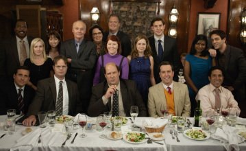 THE OFFICE -- "Niagara" Episode 604/605 -- Pictured: (standing, l-r) Leslie David Baker as Stanley Hudson, Angela Kinsey as Angela Martin, Ellie Kemper as Kelly Erin Hannon, Creed Bratton as Creed, Phyllis Smith as Phyllis Lapin, Bobby Ray Shafer as Bob Vance, Kate Flannery as Meredith Palmer, Jenna Fischer as Pam Beesly, John Krasinski as Jim Halpert, Mindy Kaling as Kelly Kapoor, B.J. Novak as Ryan Howard; (seated, l-r) Steve Carell as Michael Scott, Rainn Wilson as Dwight Schrute, Brian Baumgartner as Kevin Malone, Ed Helms as Andy Bernard, Oscar Nunez as Oscar Martinez -- NBC Photo: Chris Haston 