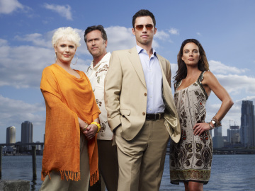 Sharon Gless, Bruce Campbell, Jeffrey Donovan and Gabrielle Anwar in 'Burn Notice.'