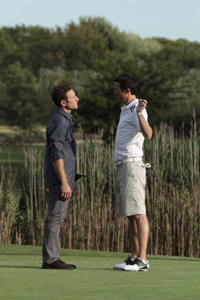 ROYAL PAINS -- Episode 312 -- "Some Pig" -- Pictured: (l-r) Mark Feuerstein as Hank Lawson, Tom Cavanagh as Jack O'Malley -- Photo by: Giovanni Rufino/USA Network 