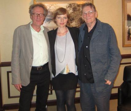 Geoffrey Rush, Alexandra Schepisi and Fred Schepisi at the New York Press Day for "The Eye of the Storm" The Regency Hotel, New York, September 4, 2012.
