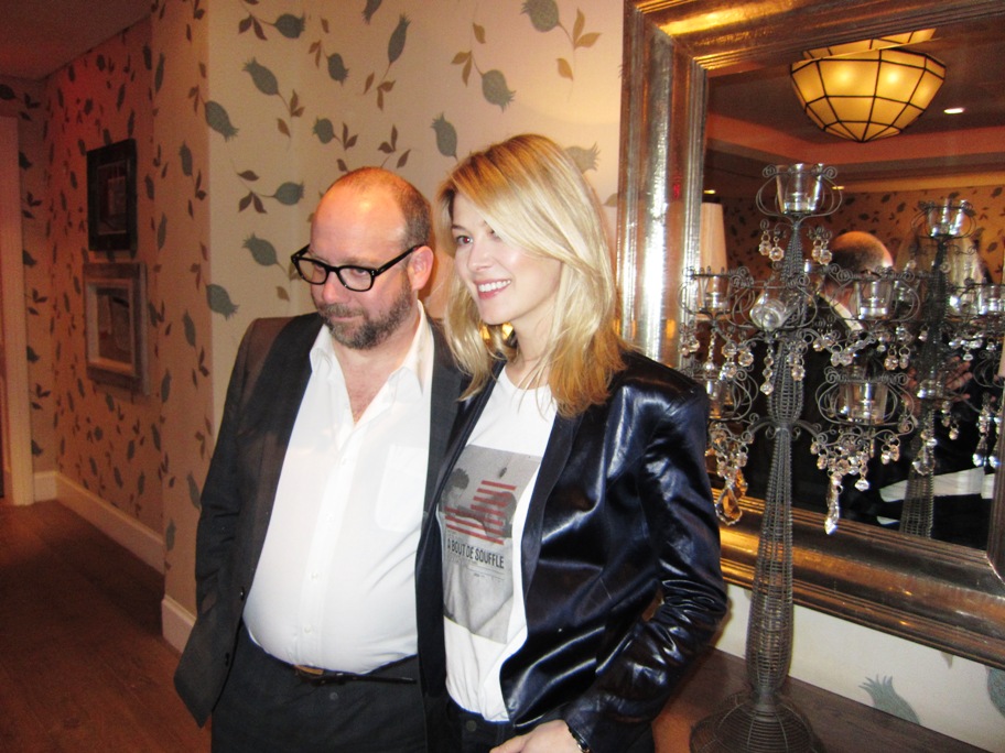 Paul Giamatti and Rosamund Pike at the New York Press Day for BARNEY'S VERSION at the Crosby Street Hotel, New York, NY, January 10, 2011.