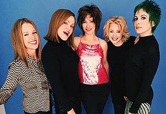 The Go-Go's (l to r: Charlotte Caffey, Belinda Carlisle, Kathy Valentine, Gina Schock, Jane Wiedlin)