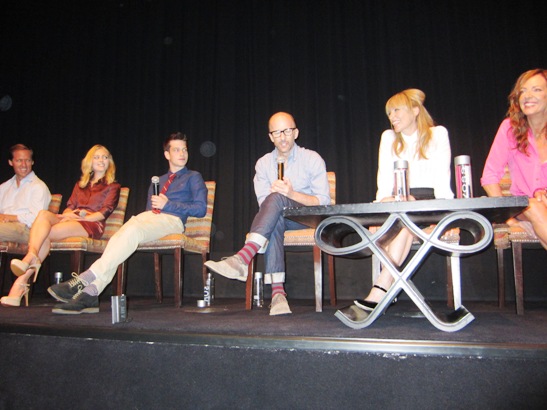 Nat Faxon, AnnaSophia Robb, Liam James, Jim Rash, Toni Collette and Allison Janney at the New York Press Conference for "The Way, Way Back" at the Crosby Street Hotel, New York, NY on June 27, 2013.