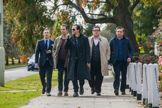 (l to r) Martin Freeman as Oliver, Paddy Considine as Steven, Simon Pegg as Gary, Nick Frost as Andy, and Eddie Marsan as Peter in Edgar Wright's THE WORLD'S END, a Focus Features release.