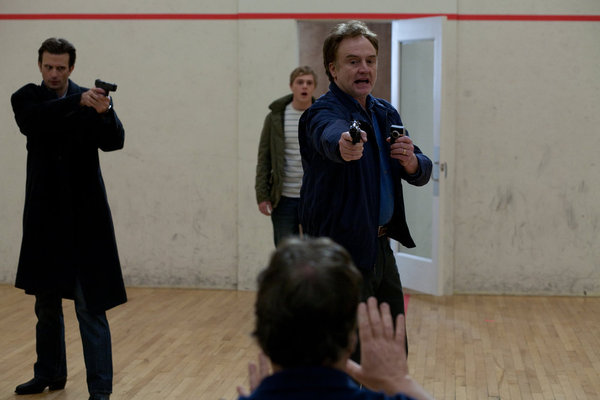 IN PLAIN SIGHT -- "Crazy Like a Witness" -- Pictured: (l-r) Frederick Weller as Marshall Mann, Bradley Whitford as Adam WIlson -- Photo by: Cathy Kanavy/USA Network 
