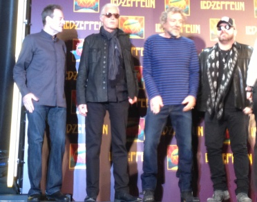Led Zeppelin at the New York Museum of Modern Art press conference for the release of Celebration Day. (l to r: John Paul Jones, Jimmy Page, Robert Plant and Jason Bonham)