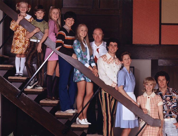 Lloyd Schwartz with the cast of 'The Brady Bunch in the White House.'