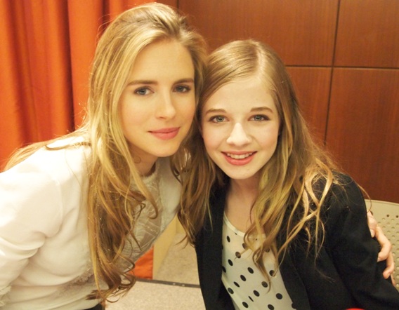 Brit Marling and Jackie Evancho at the New York press conference for "The Company You Keep" - Le Parker Meridien Hotel, April 1, 2013