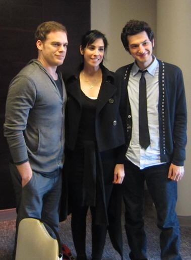 Michael C. Hall, Sarah Silverman and Ben Schwartz at the PEEP WORLD press day at the Andaz Hotel, West Hollywood, CA on March 8, 2011.