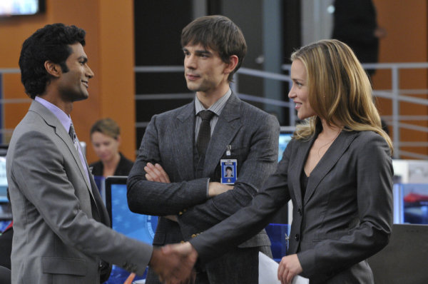 COVERT AFFAIRS -- "Walter's Walk" Episode 102 -- Pictured: (l-r) Sendhil Ramamurthy as Jai Wilcox, Christopher Gorham as Auggie Anderson, Piper Perabo as Annie Walker -- Photo by: Steve Wilkie/USA 