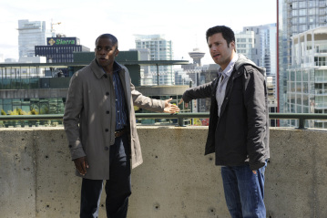 PSYCH -- "Extradition BC" Episode 4002 -- Pictured: (l-r) Dule Hill as Gus Guster, James Roday as Shawn Spencer -- USA Network Photo: Alan Zenuk 