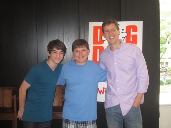 Zachary Gordon, Robert Capron and Jeff Kinney at the New York Press Day for Diary of a Wimpy Kid: Dog Days at the Andaz Hotel in New York, July 30, 2012.