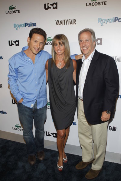 ROYAL PAINS -- The Royal Pains/Vanity Fair VIP In Store Event at Lacoste Fifth Avenue, New York City, Tuesday June 1st, 2010 -- Pictured: (l-r) Mark Feuerstein, Bonnie Hammer, President, Cable Entertainment and Cable Studios, NBC Universal, Henry Winkler -- Photo by: Jason DeCrow/USA Network 