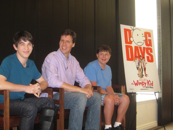 Zachary Gordon, Jeff Kinney and Robert Capron at the New York Press Day for Diary of a Wimpy Kid: Dog Days at the Andaz Hotel in New York, July 30, 2012.